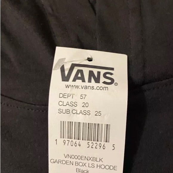 Men's S Vans Garden Box Long Sleeve Hooded Graphic Knit Top Black - Picture 2 of 2